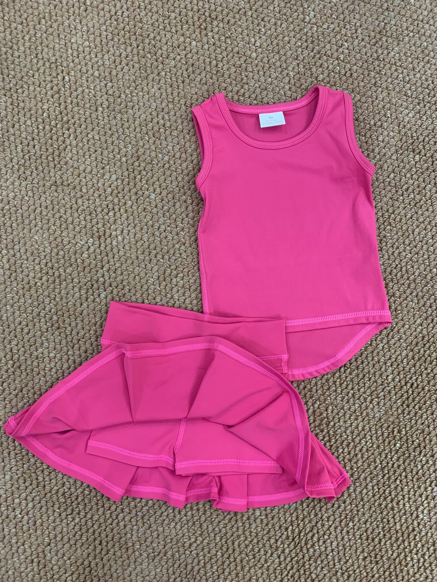 yoga hot pink sleeveless skirt skort girls set
