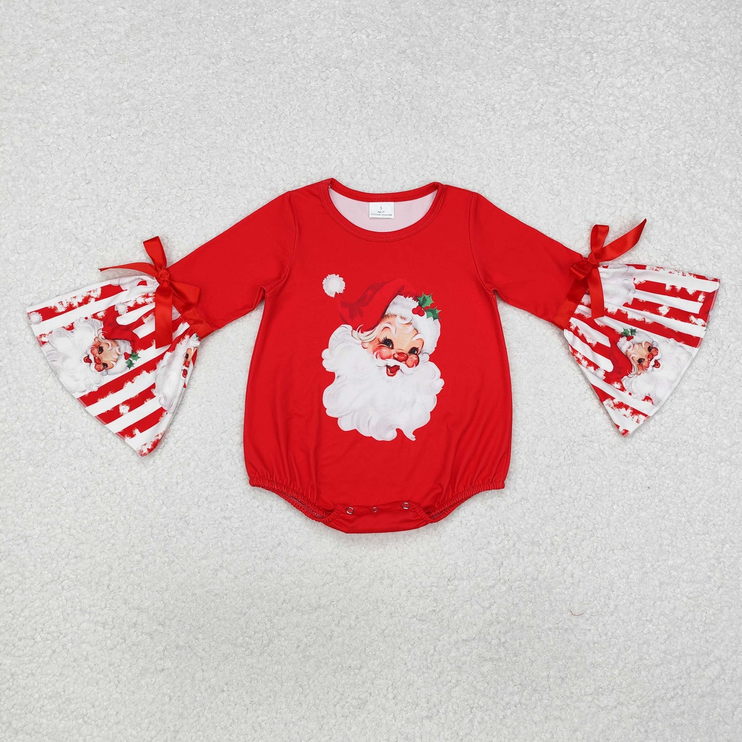 LR1918 Christmas Santa red long sleeve girls romper