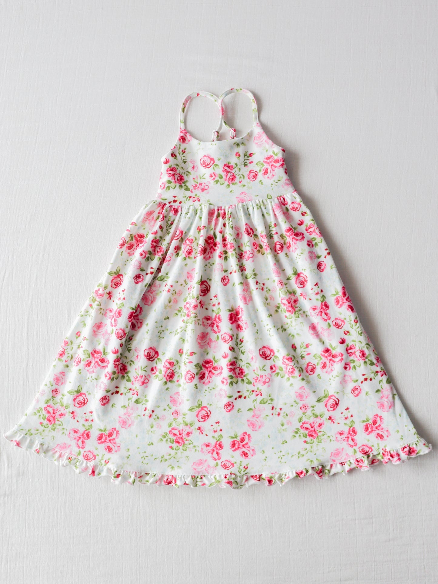 custom pink flowers girls dress Summer (moq 3) tat 6-8 weeks