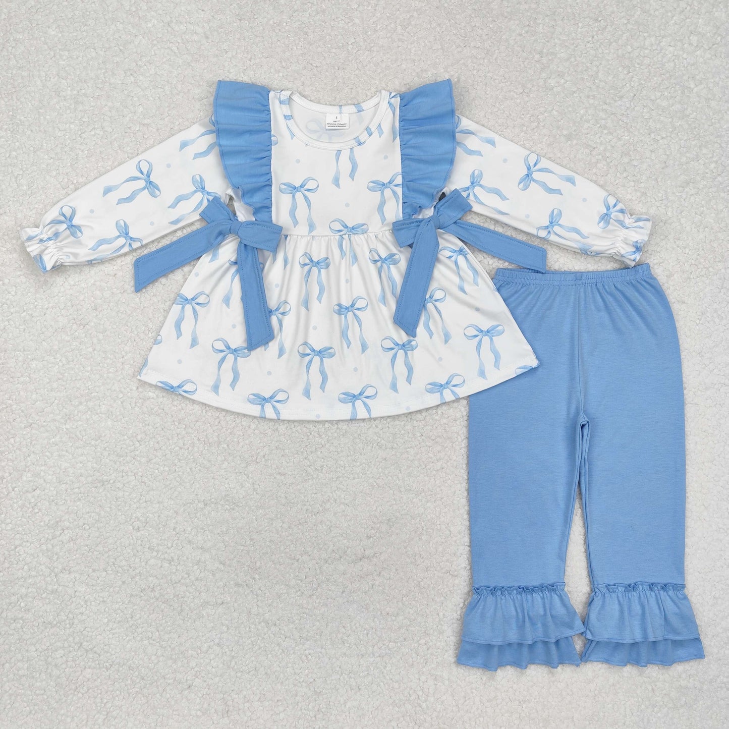 GLP2109 cute blue bows long sleeve blue pants girls set