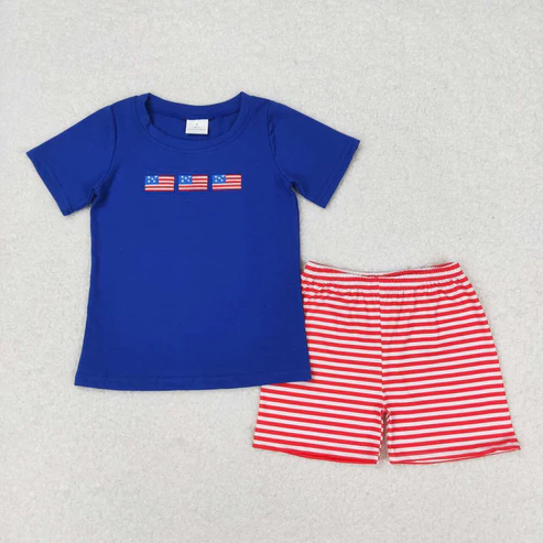 embropidery July 4th flag RTS sibling clothes