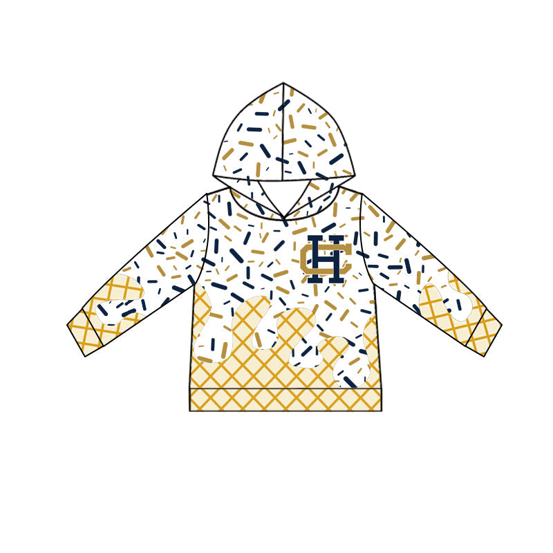 custom moq 3 football team H blue long sleeve hoodie boys top