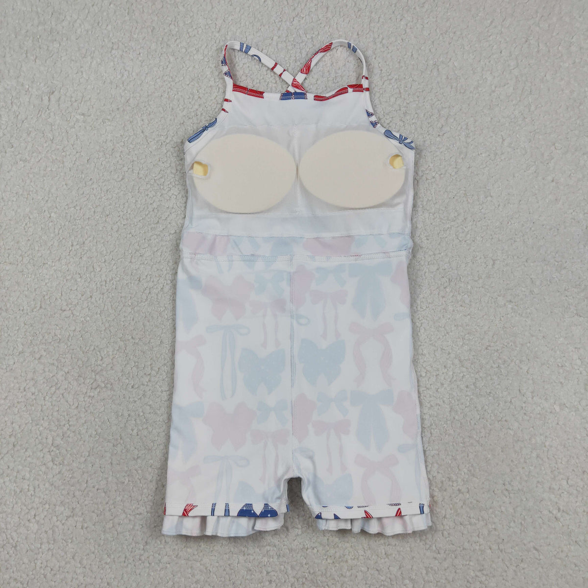 GSD4064 yoga July 4th red blue bows girls dress with shorts