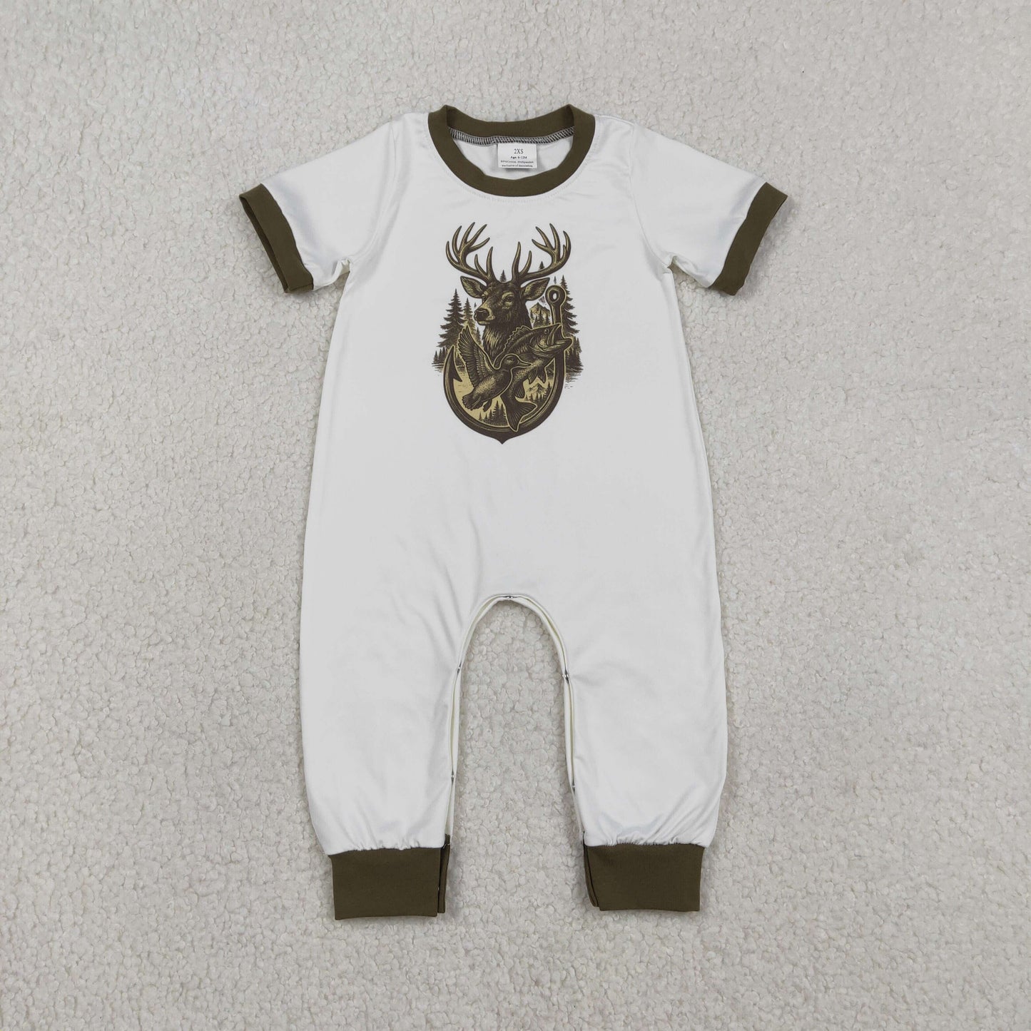 SR3683 Hunting Deer Short Sleeve Boys Romper