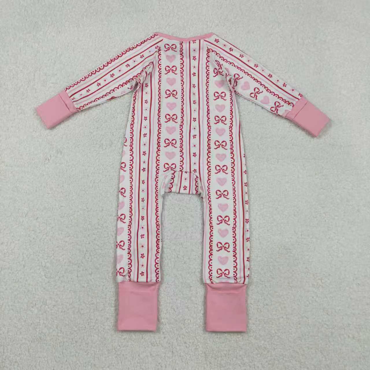 Valentine's Day Heart Pink Bows Romper/Pajamas RTS Sibling Clothes
