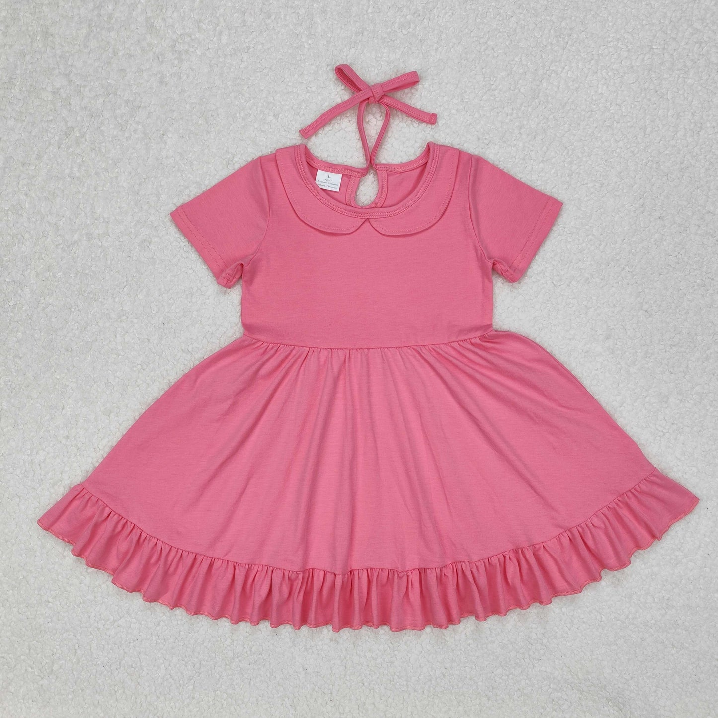 GSD1917 pink cotton short sleeve girls dress