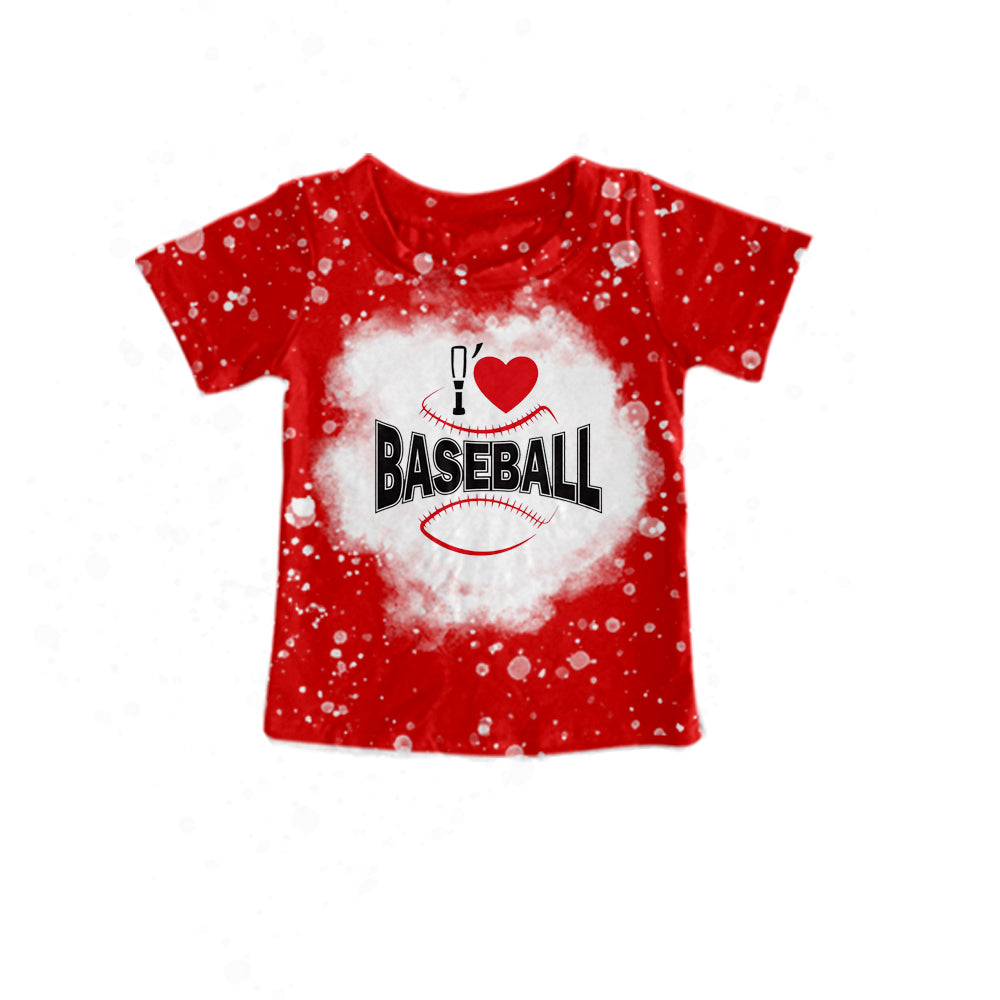 preorder GT0453 Heart Baseball Red Short Sleeve Girls Top