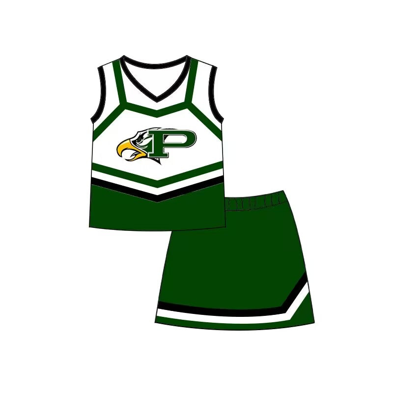 custom style EAGLES sleeveless green short skirts girls set