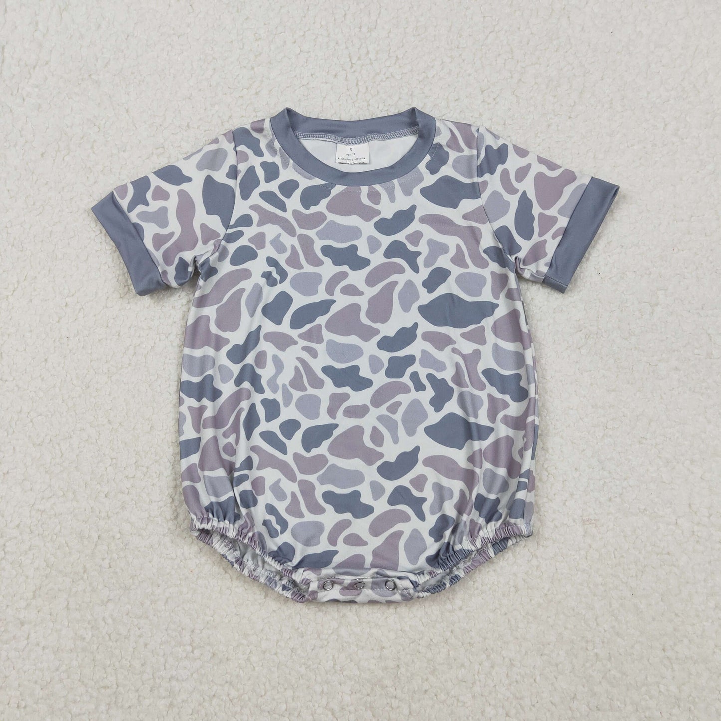 SR3243 hunting grey camo short sleeve boys romper