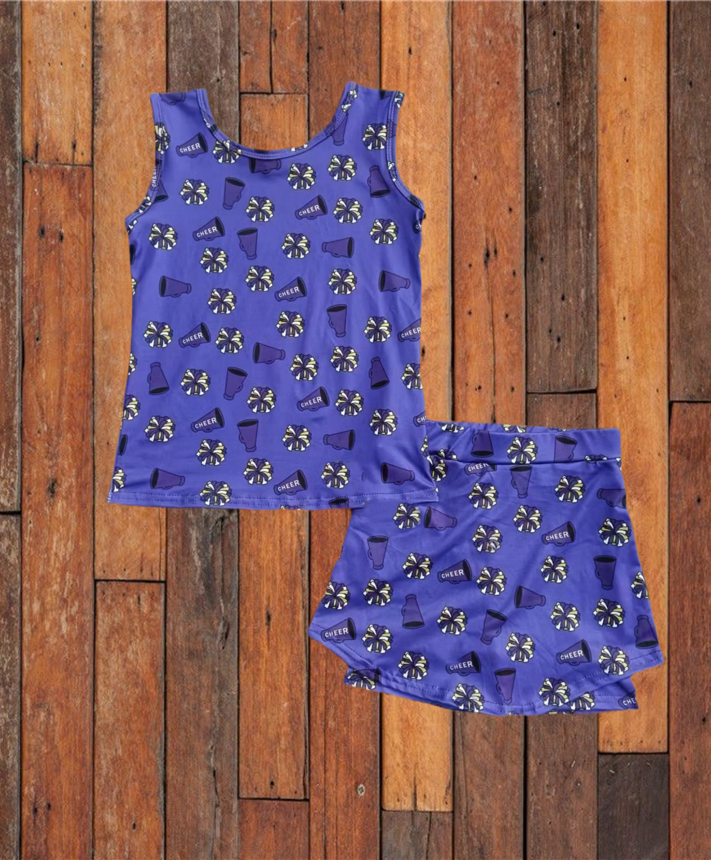 custom moq 3 cheerlead navy blue sleeveless skirt with shorts girls set