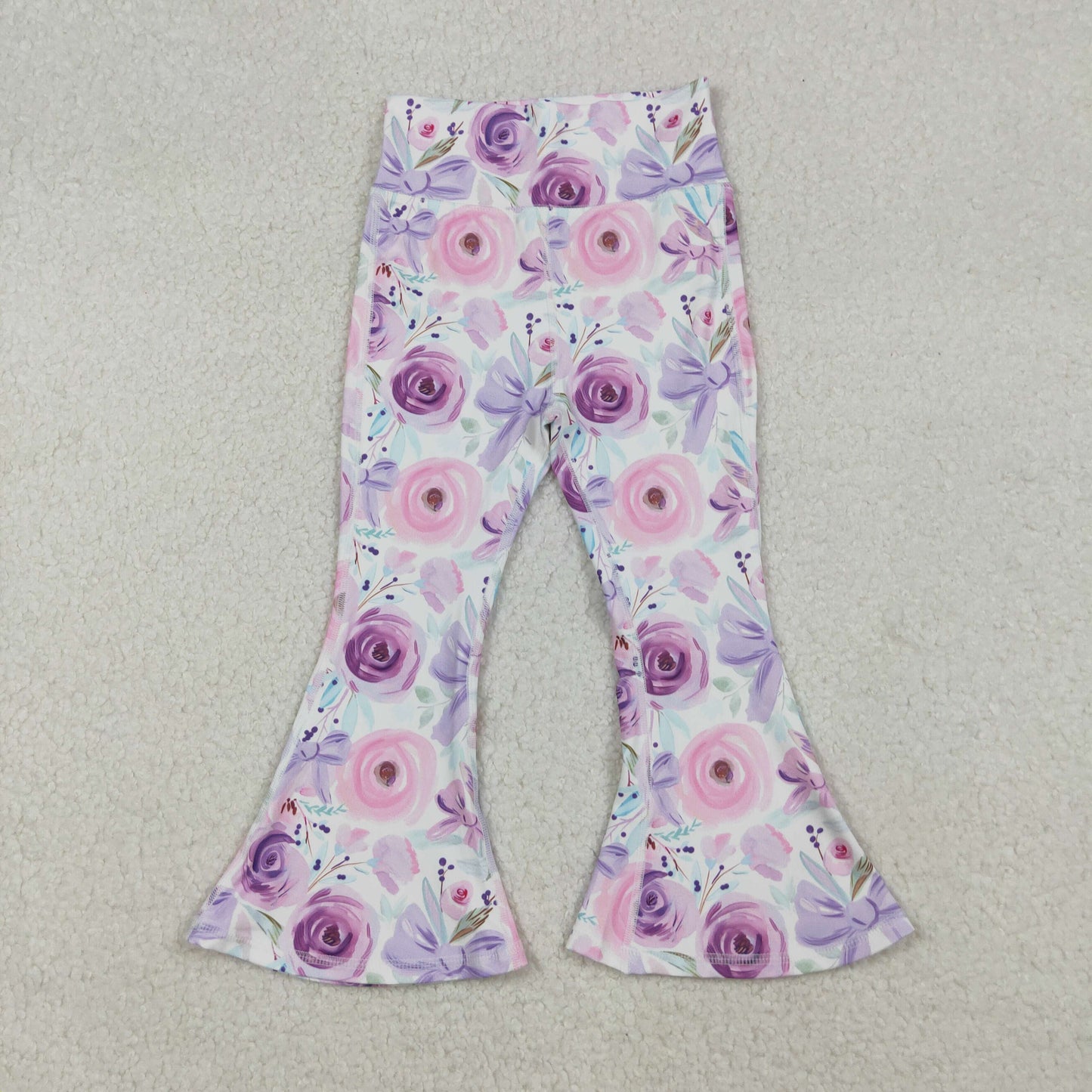 P0774 yoga purple/pink bows flowers girls pants