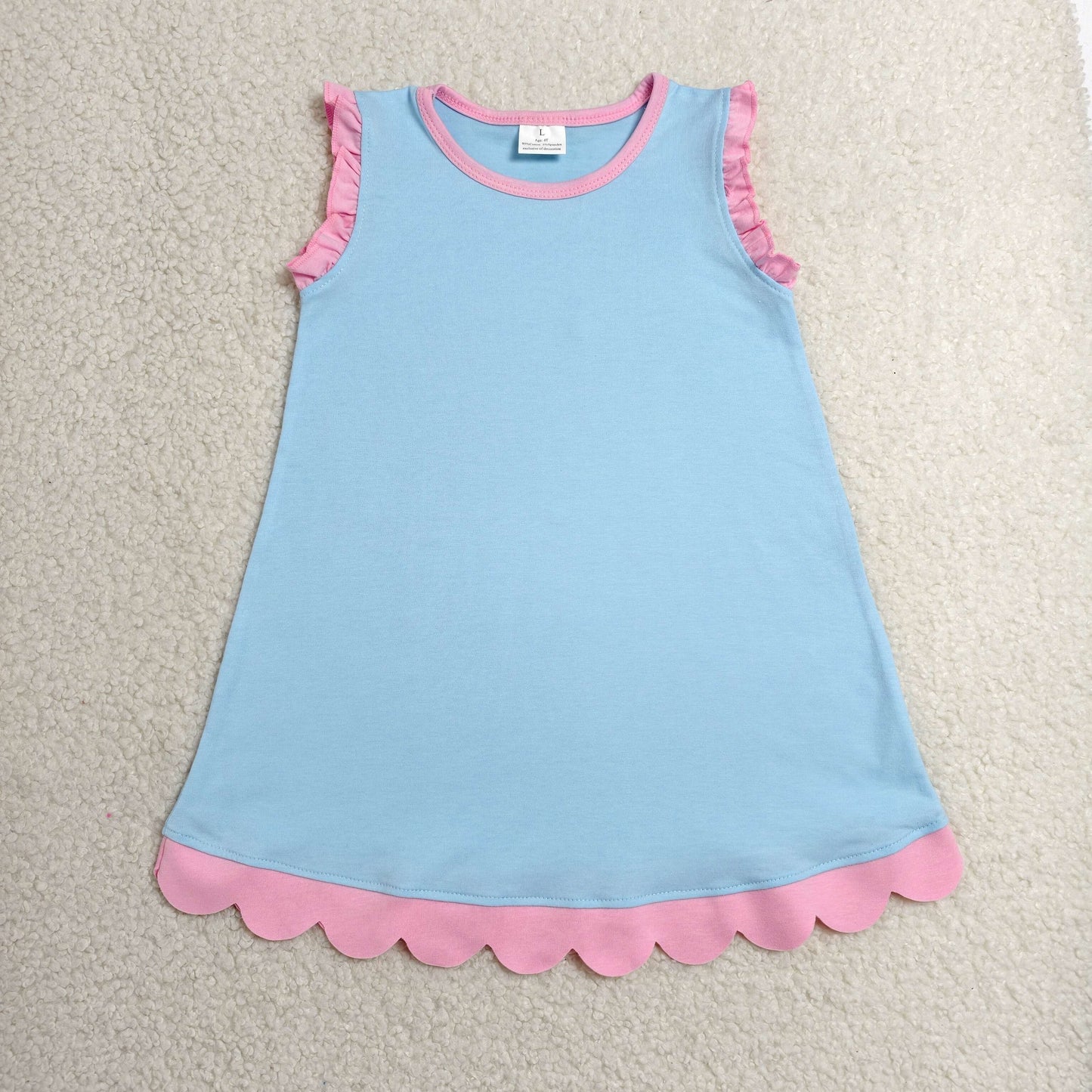 GSD4048 Scallop Blue Sleeveless Girls Dress