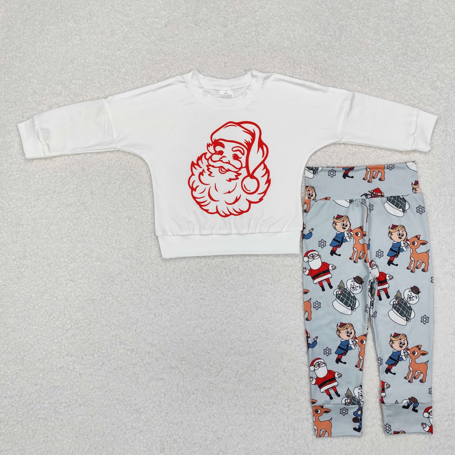 BLP1003 Christmas Santa long sleeve cartoon deer pants boys set