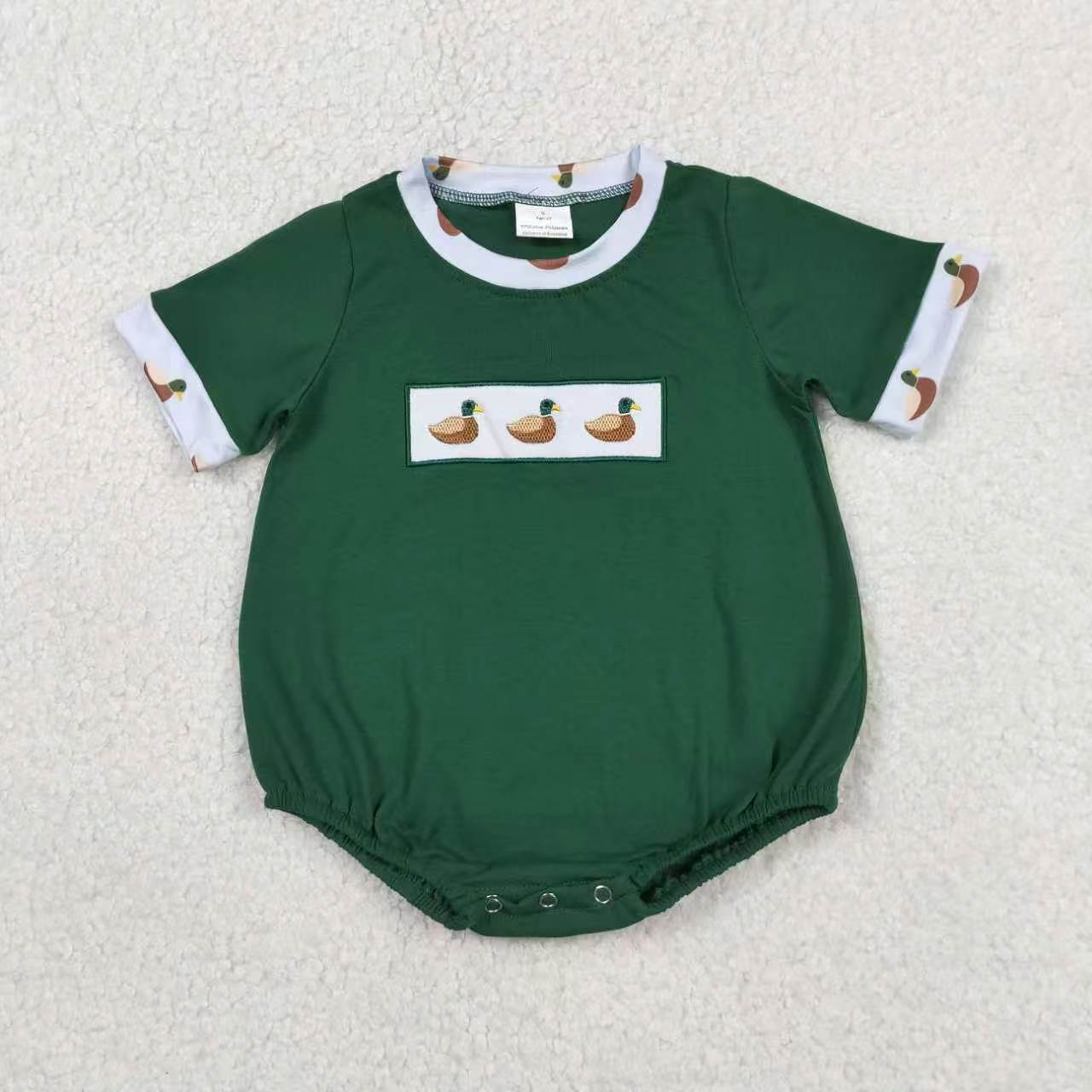 Embroidery Hunting Mallard Duck Romper RTS Sibling Clothes