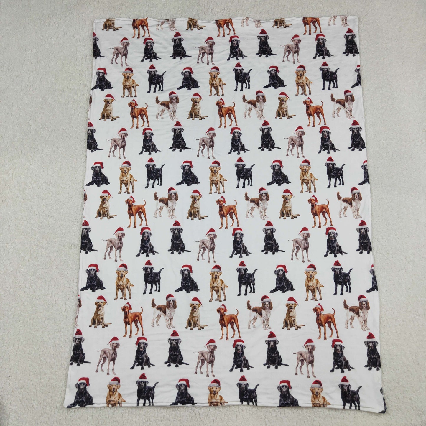 BL0176 Christmas cute dog white baby blanket