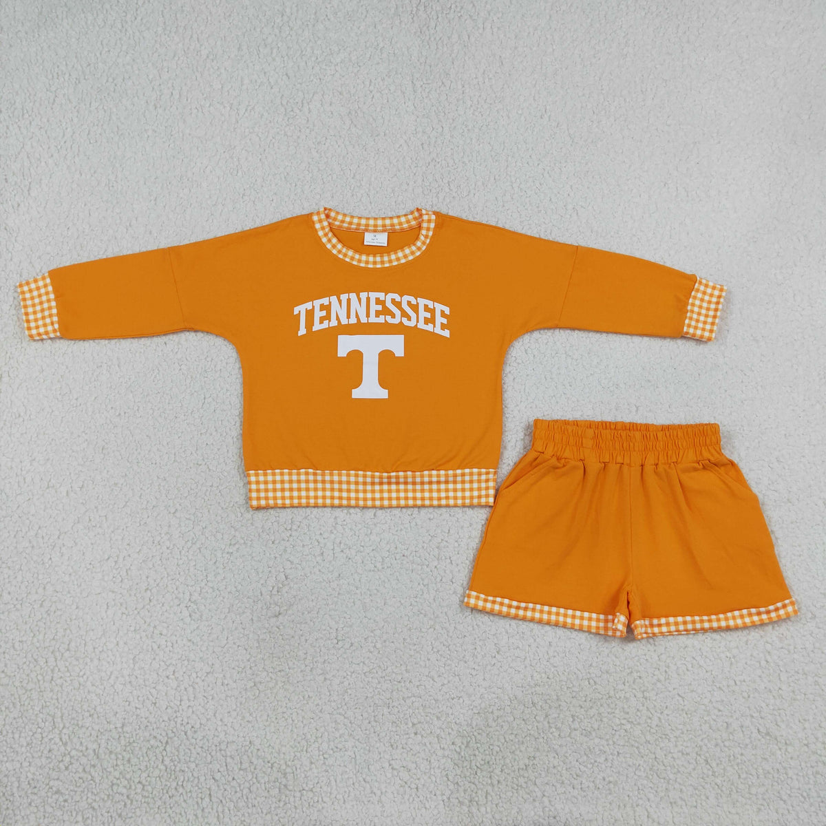 GLS0163 Offset Printing TENNESSEE Orange Long Sleeve Shorts Boys Set