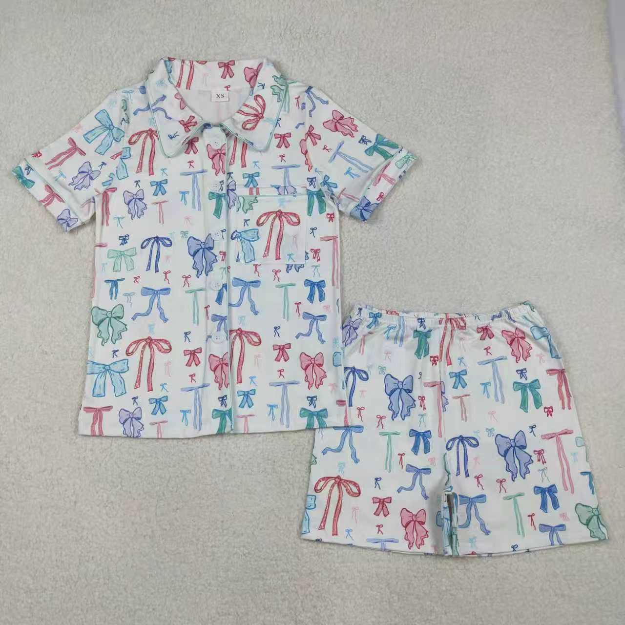 Mama and Me Colorful Bows Pajamas RTS Sibling Clothes
