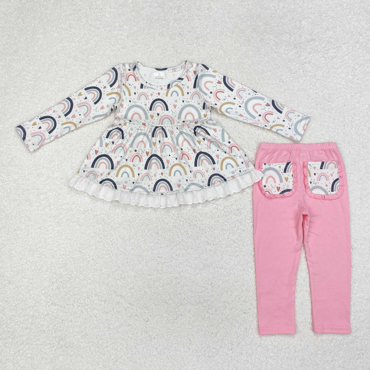 GLP1787 colorful rainbow long sleeve pink pants girls set