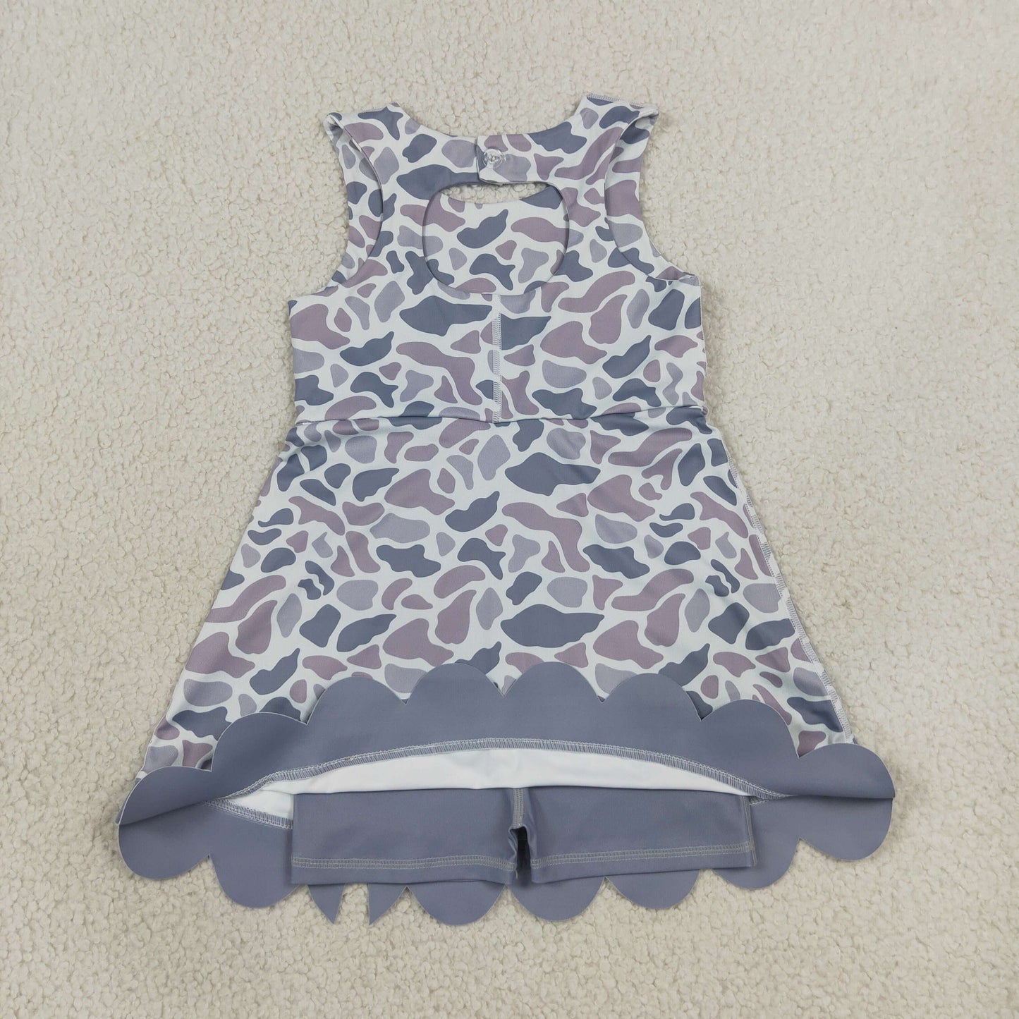 GSD4226 Yoga Camo Bows Skorts Sleeveless Girls Set