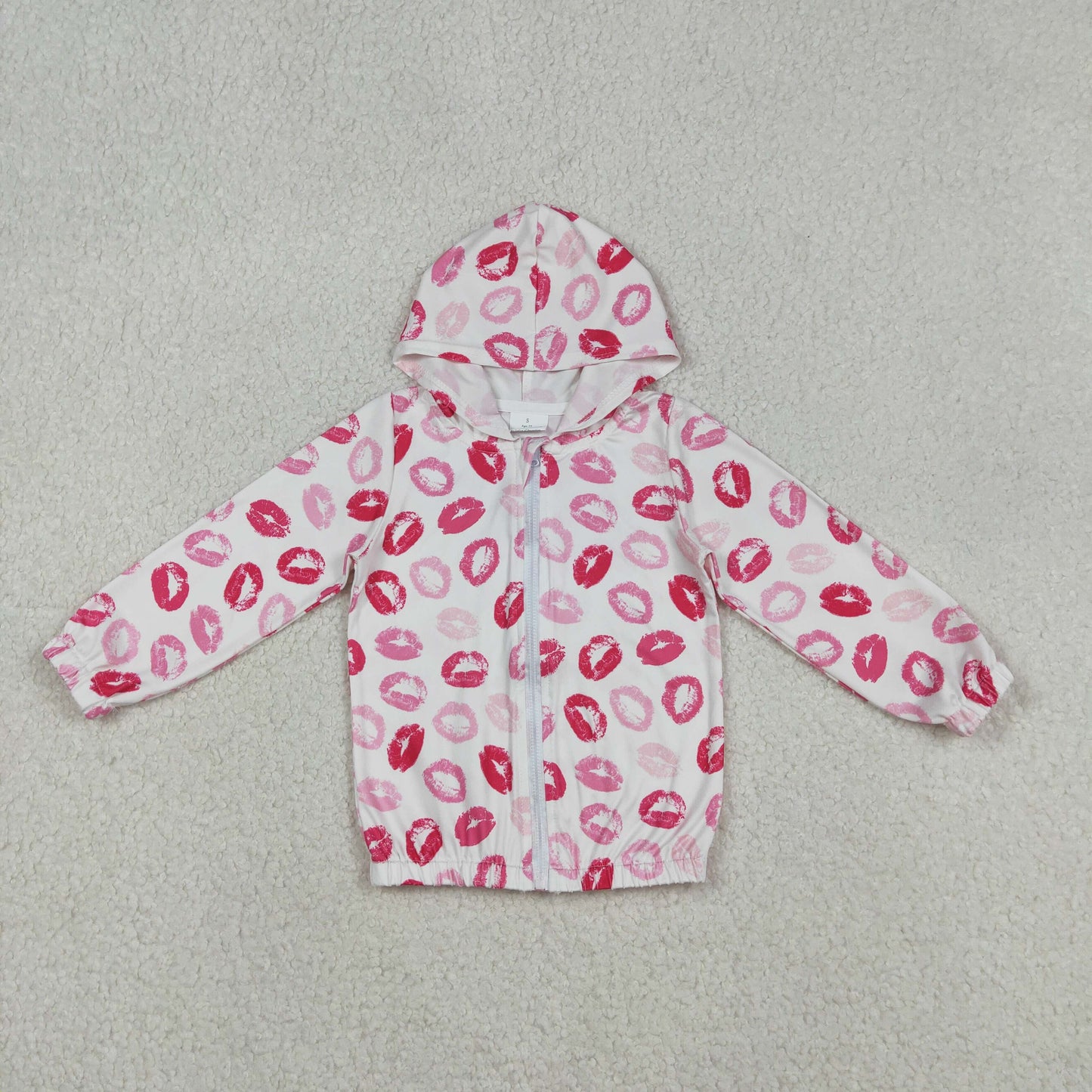 GT1420 Valentine's Day Lips Zipper Hoodie Long Sleeve Girls Coat