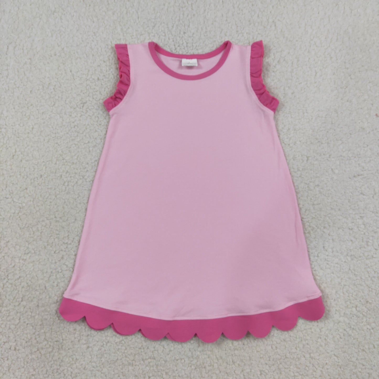 GSD4052 Scallop Pink Sleeveless Girls Dress