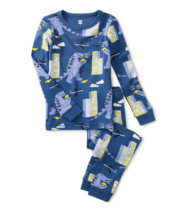 custom Navy Dino Goodnight Long-Sleeve Pajama Set