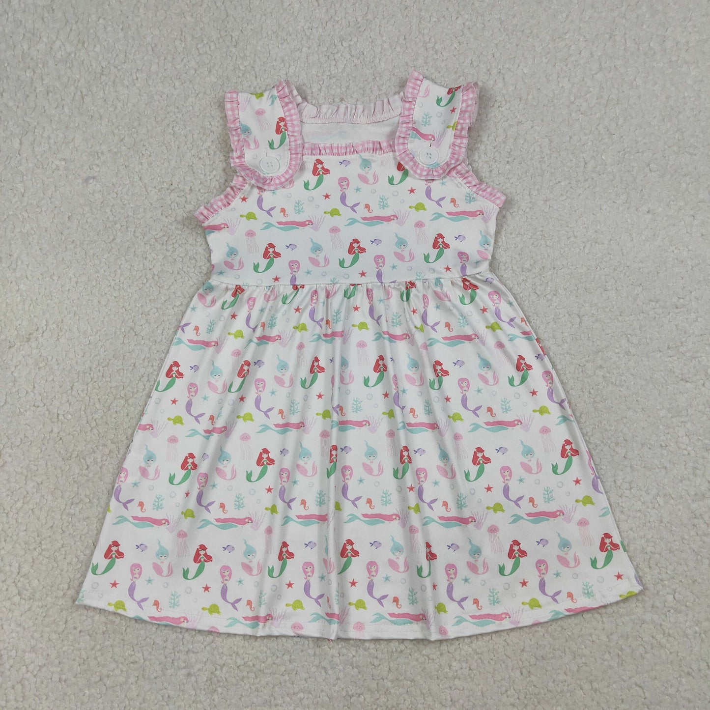 GSD2142 cartoon mermaid pink girls dress