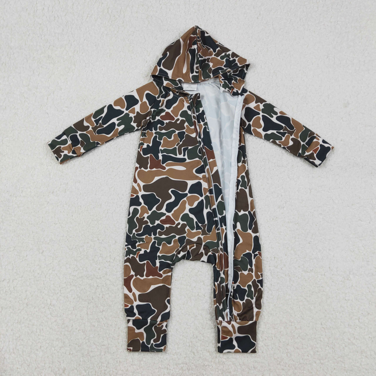 LR2815 hunting camo hoodie zipper long sleeve boys romper