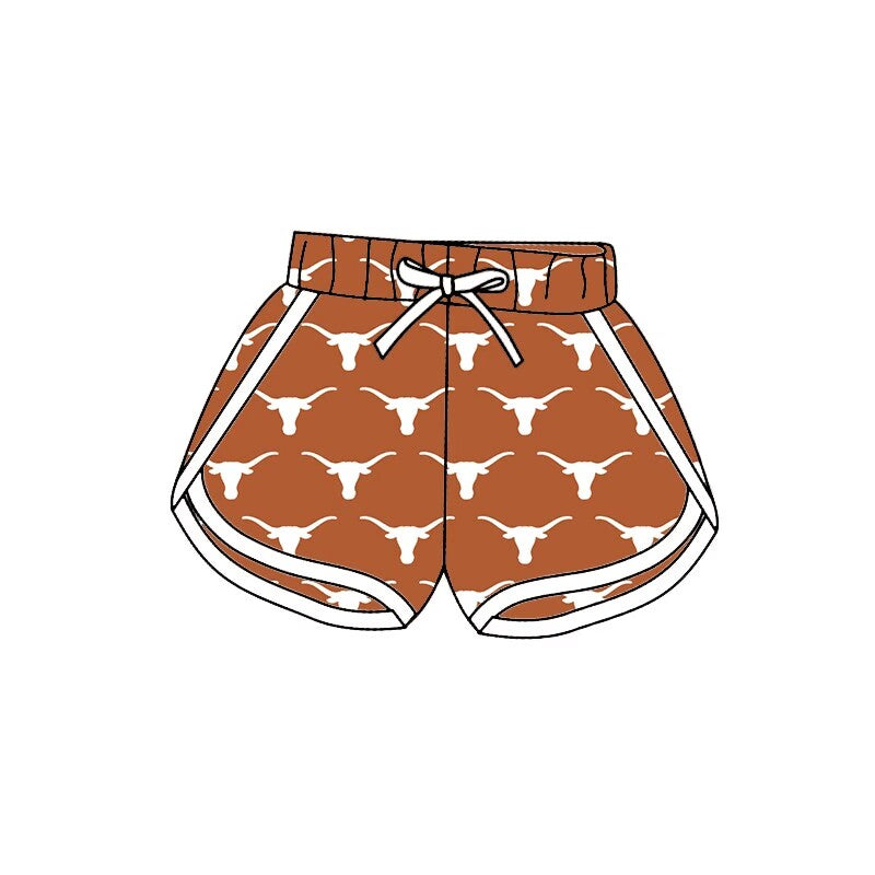 custom S cow brown girls shorts