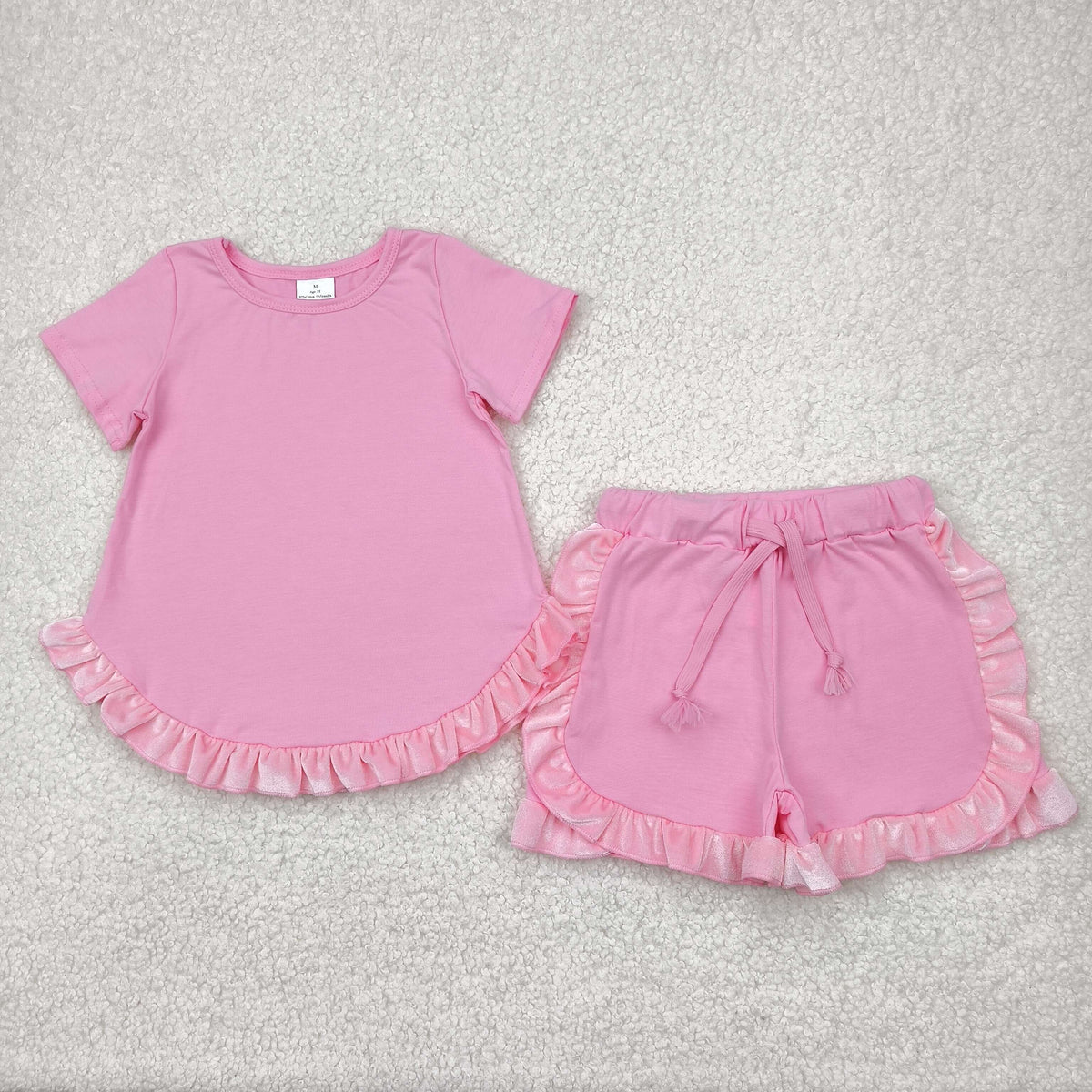 GSSO2181 cotton pink short sleeve shorts girls set