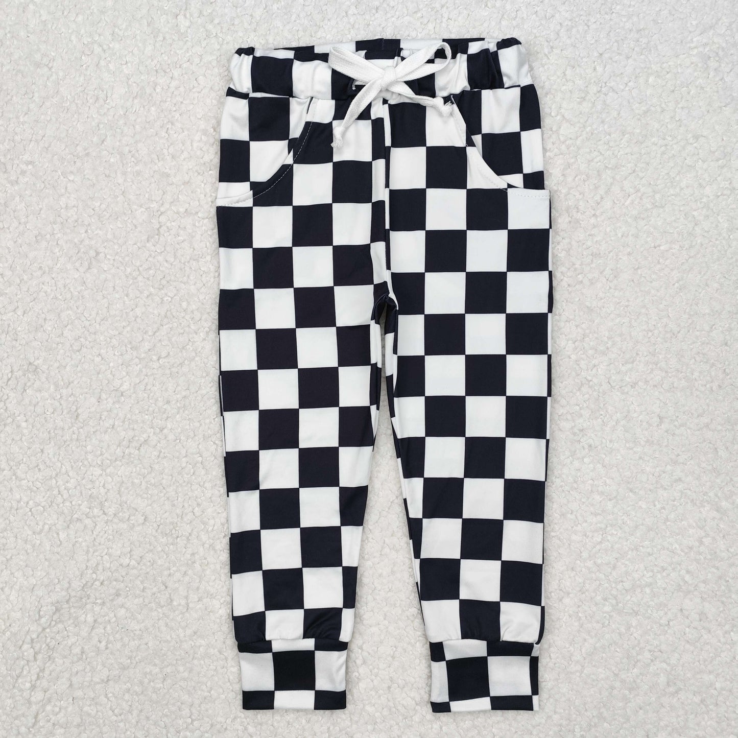 P0699 black checkered milk silk boys pants