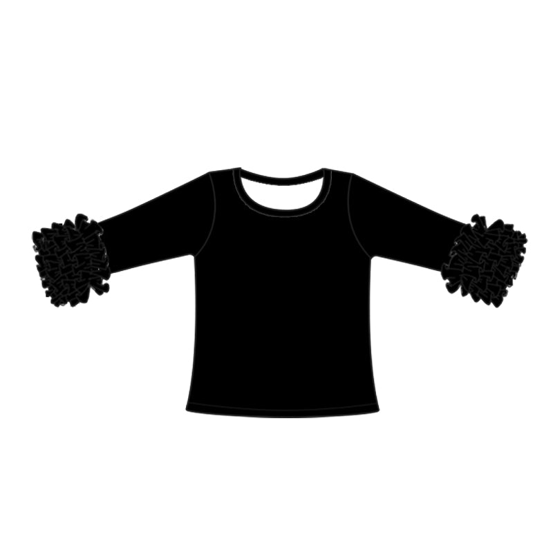 Custom style black color ruffles girls top