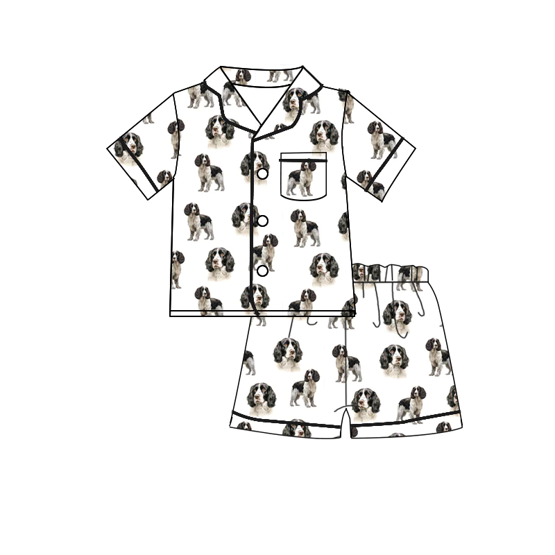 custom style cute dog 6 short sleeve shorts kids pajamas