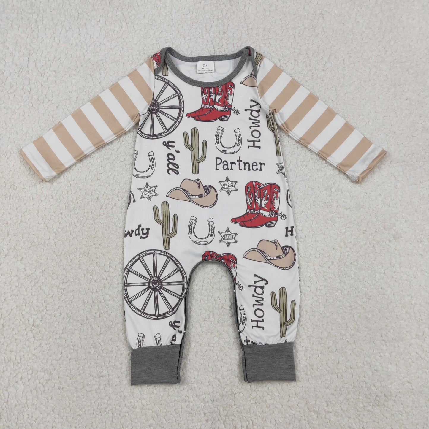 LR2977 Western Howdy Partner Long Sleeve Boys Romper