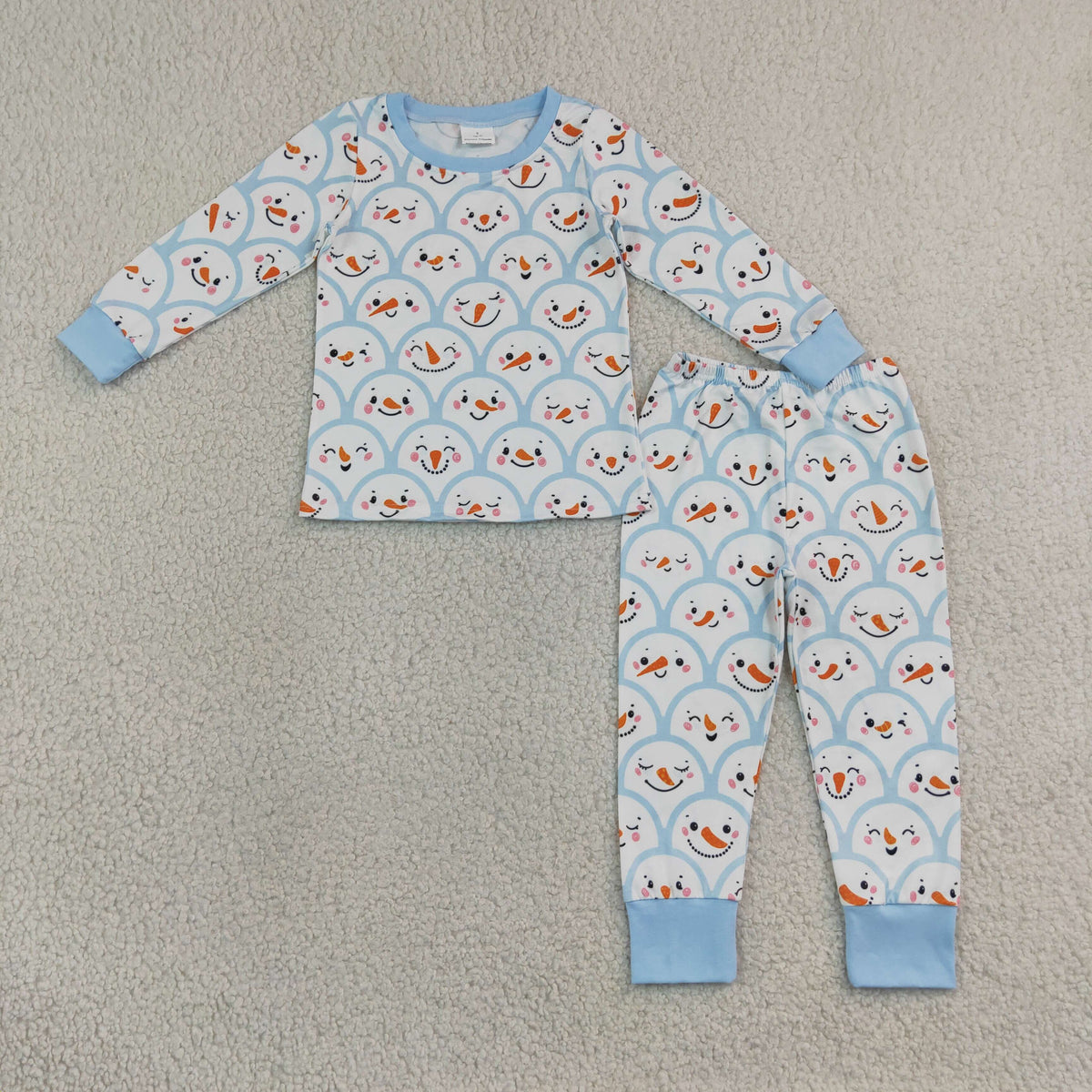BLP1514 Christmas Santa Blue Long Sleeve Pants Boys Pajamas