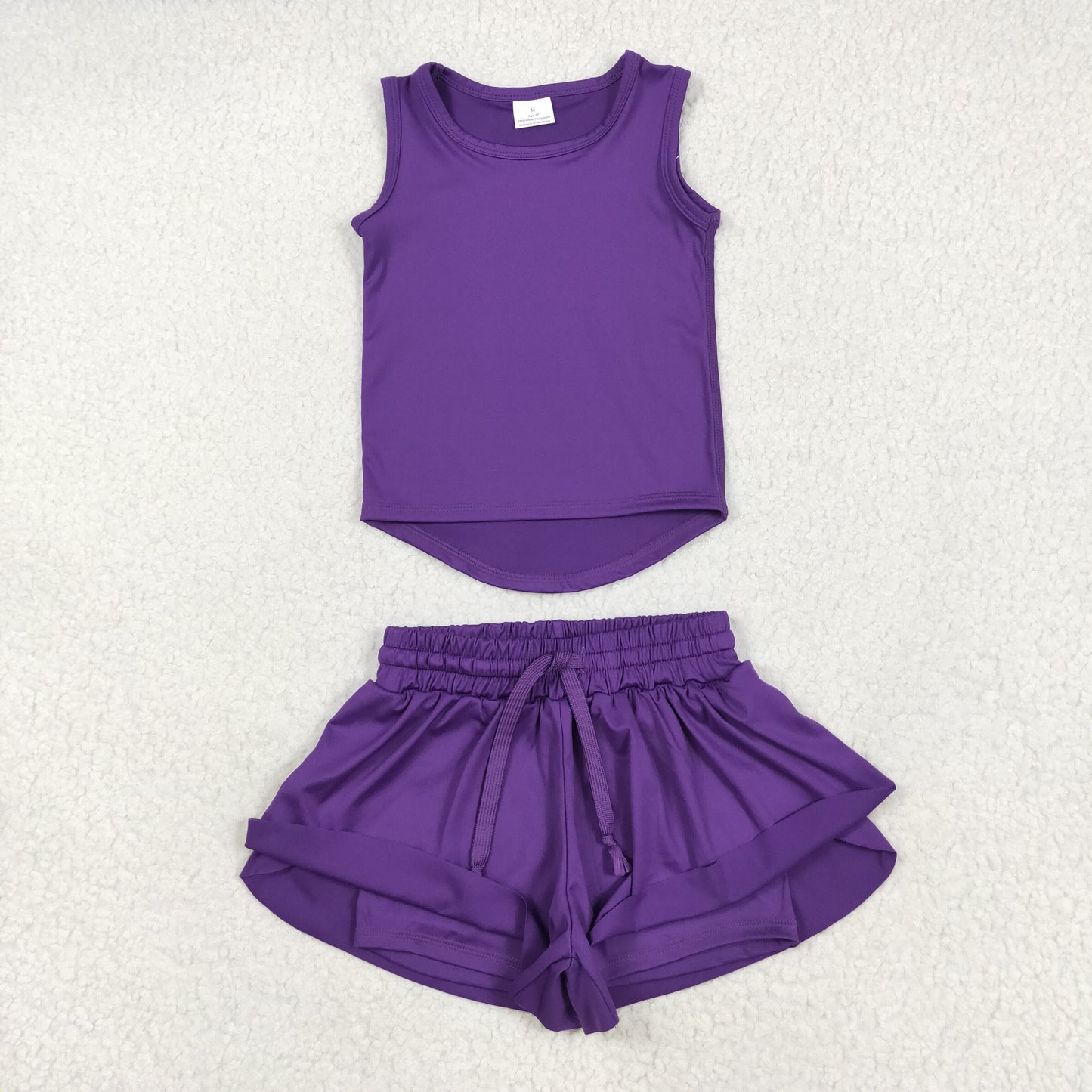 GSSO2573 yoga purple sleeveelss shorts girls set