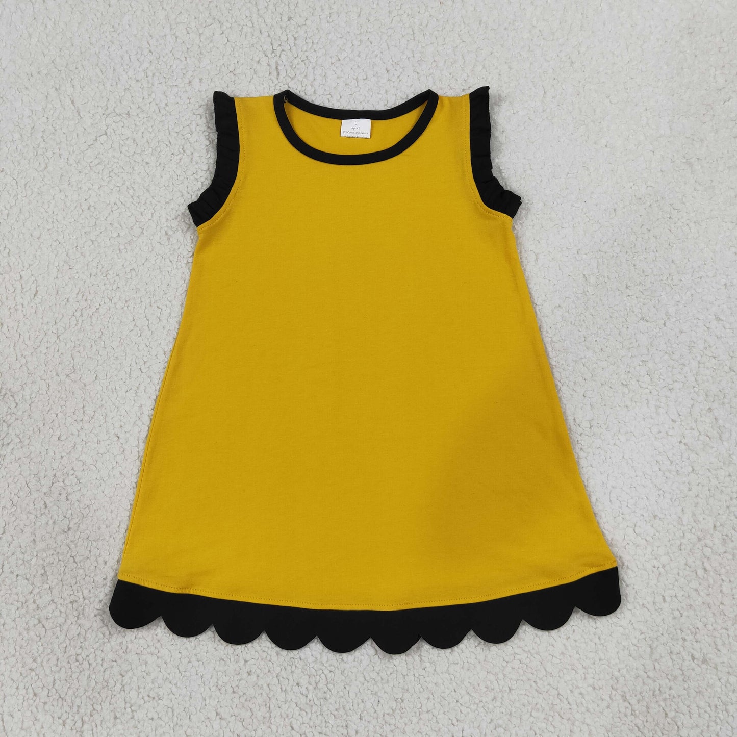 GSD4098 Scallop Golden Sleeveelss Girls Dress