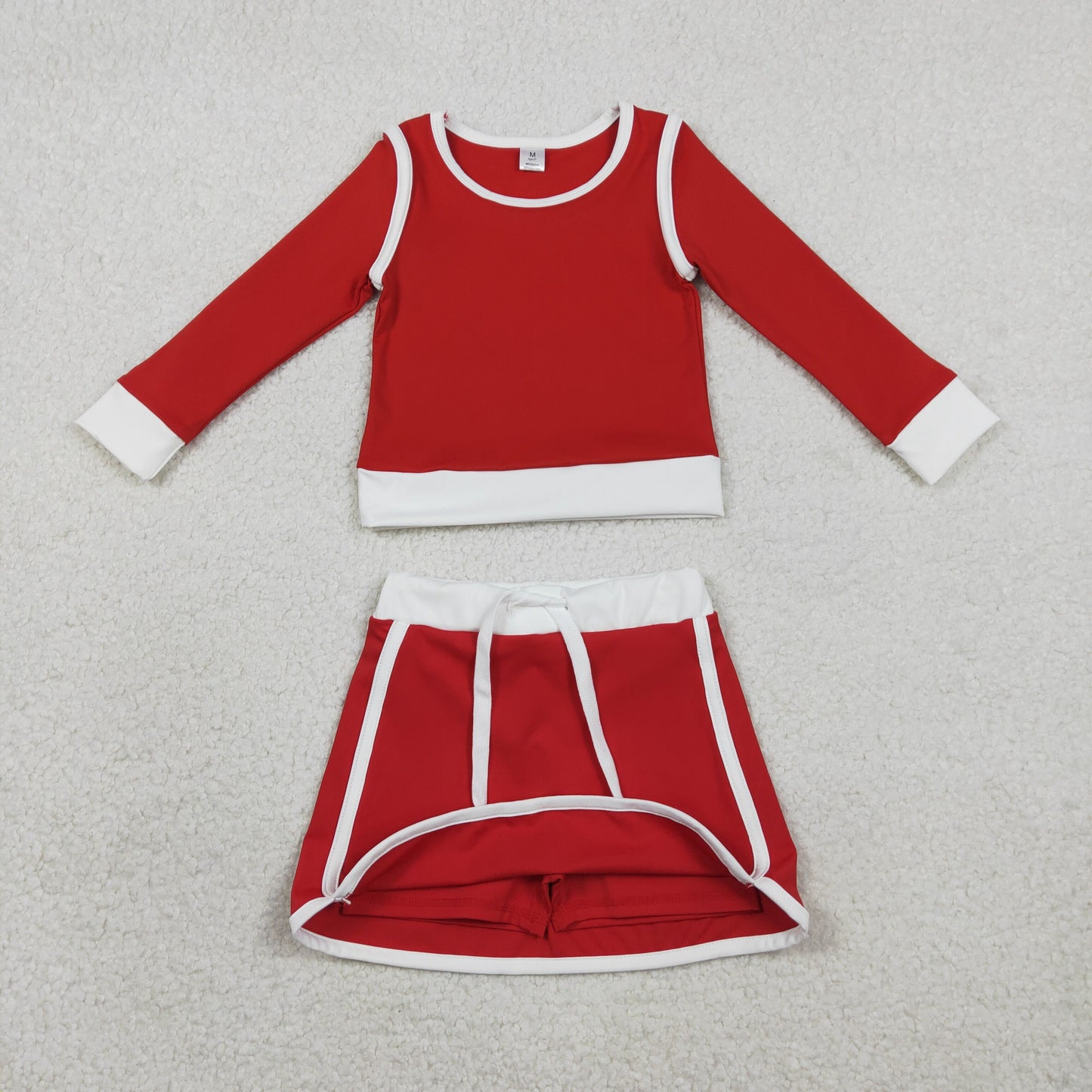 GLD1482 Yoga Red Long Sleeve Skorts Skirts Girls Set
