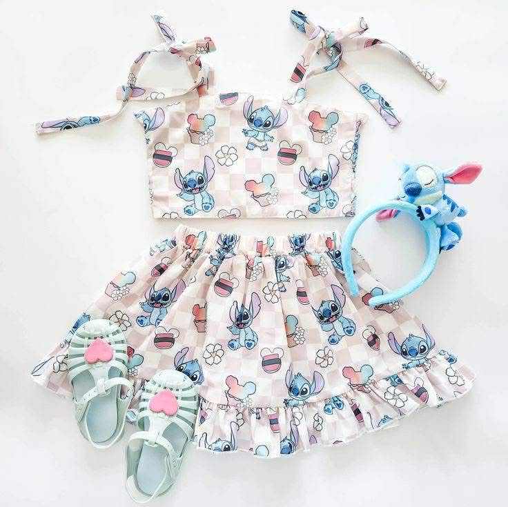 preorder cartoon mouse flowers girls skirt set