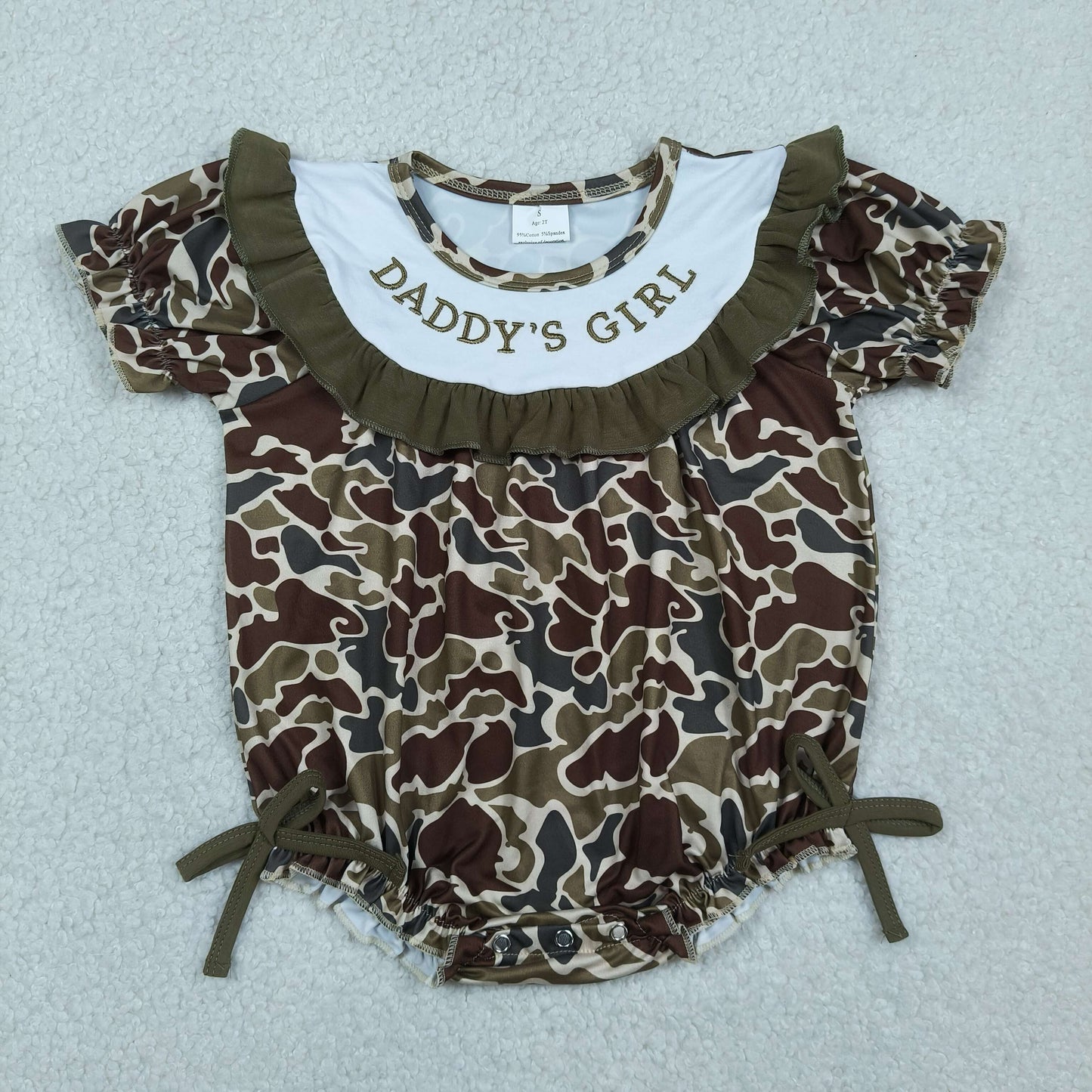 Embroidery SR3919 Daddy's Girl Camo Short Sleeve Girls Romper