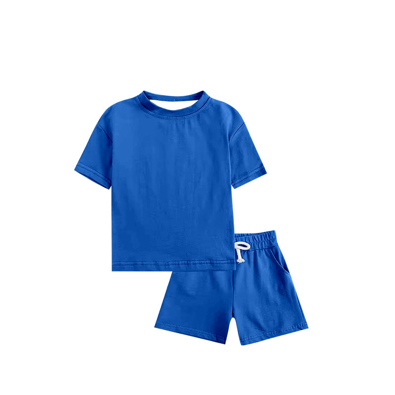 custom dark blue short sleeve shorts boys set