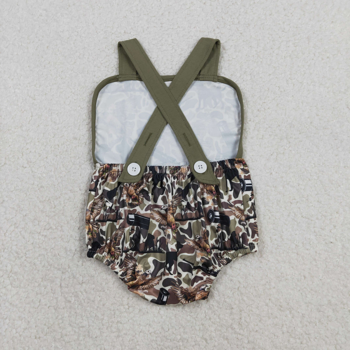 SR3926 Hunting Camo Dog Mallard Boys Romper