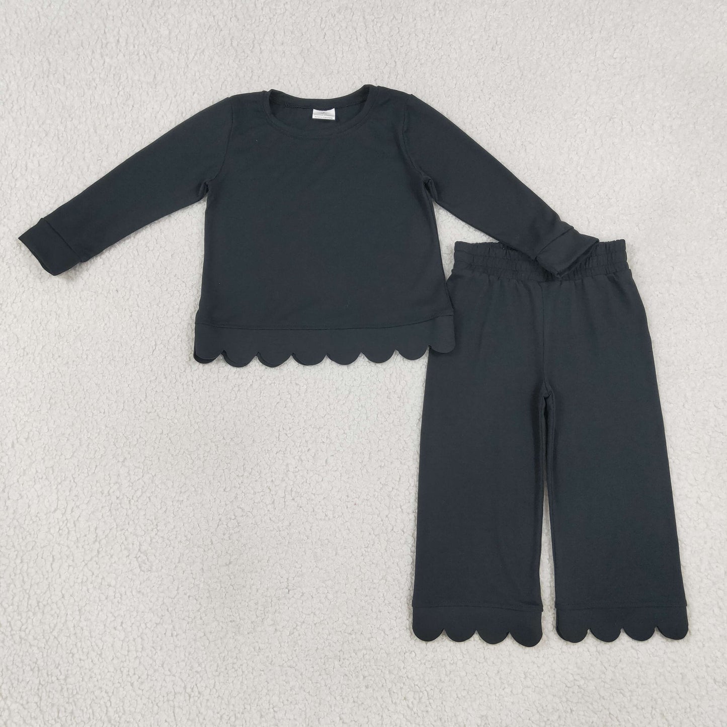GLP3290 Scallop Black Scallop Long Sleeve Pants Girls Set
