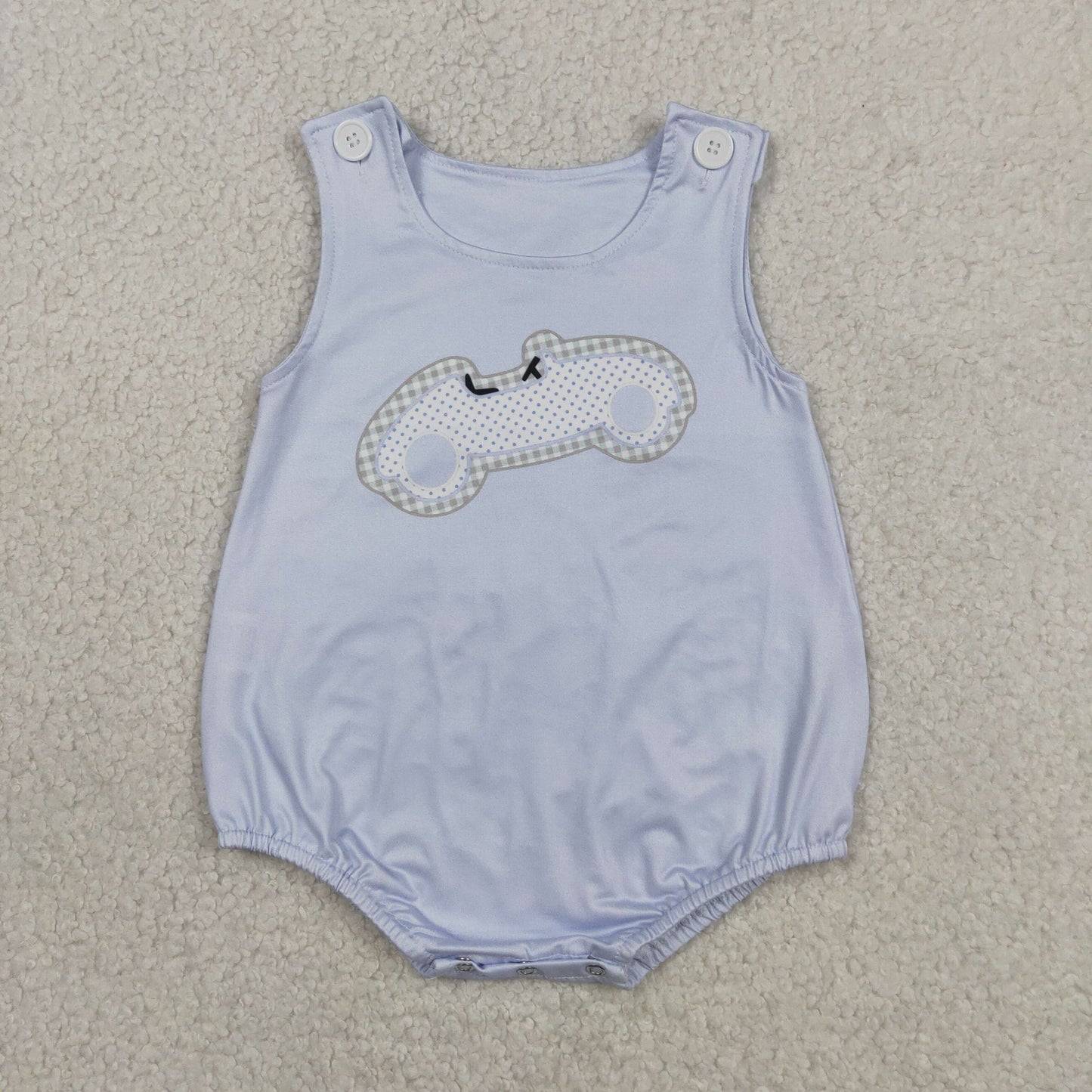 SR4013 Car Blue Sleeveless Boys Romper