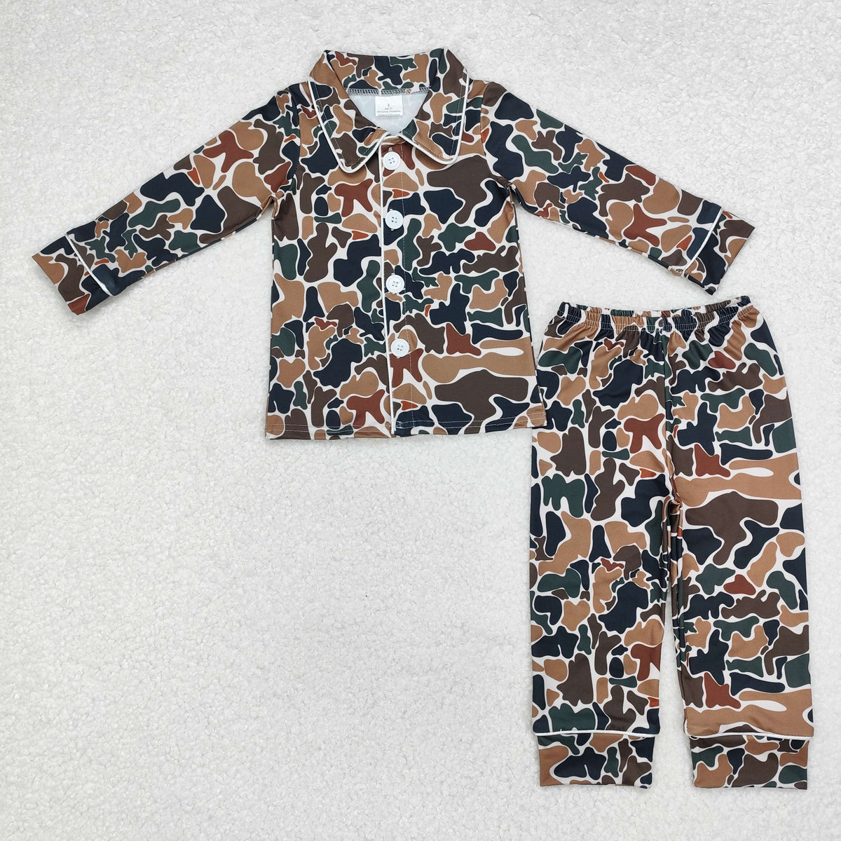 BLP0704 camo long sleeve pants boys button pajamas