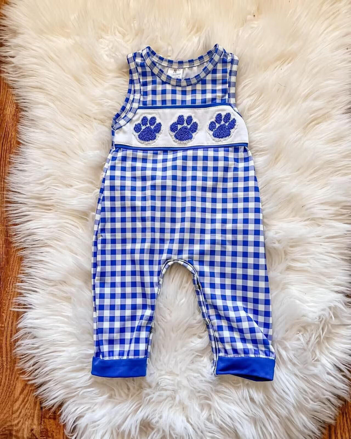 Custom Team U blue sleeveless boys romper moq 3