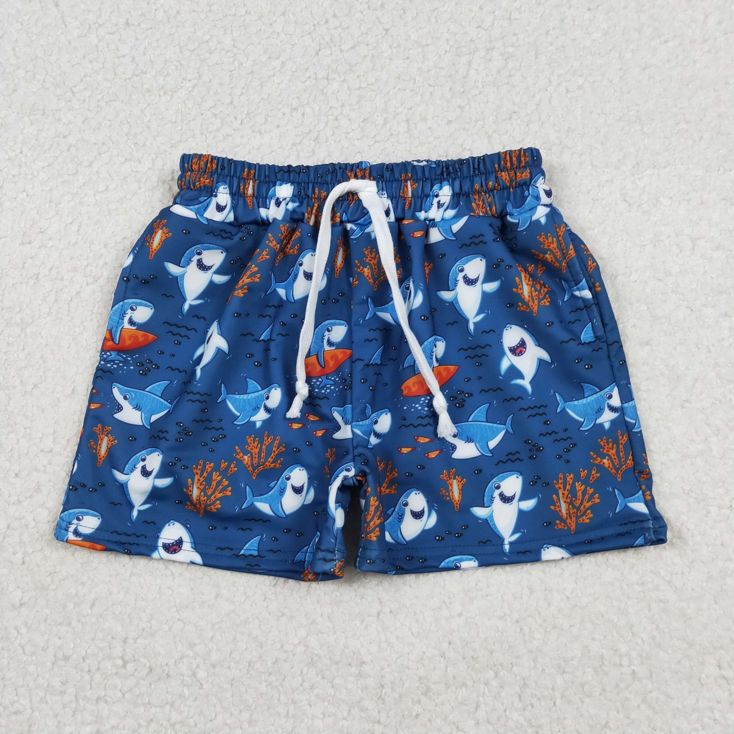 S0585 shark navy blue boys swimming trunk