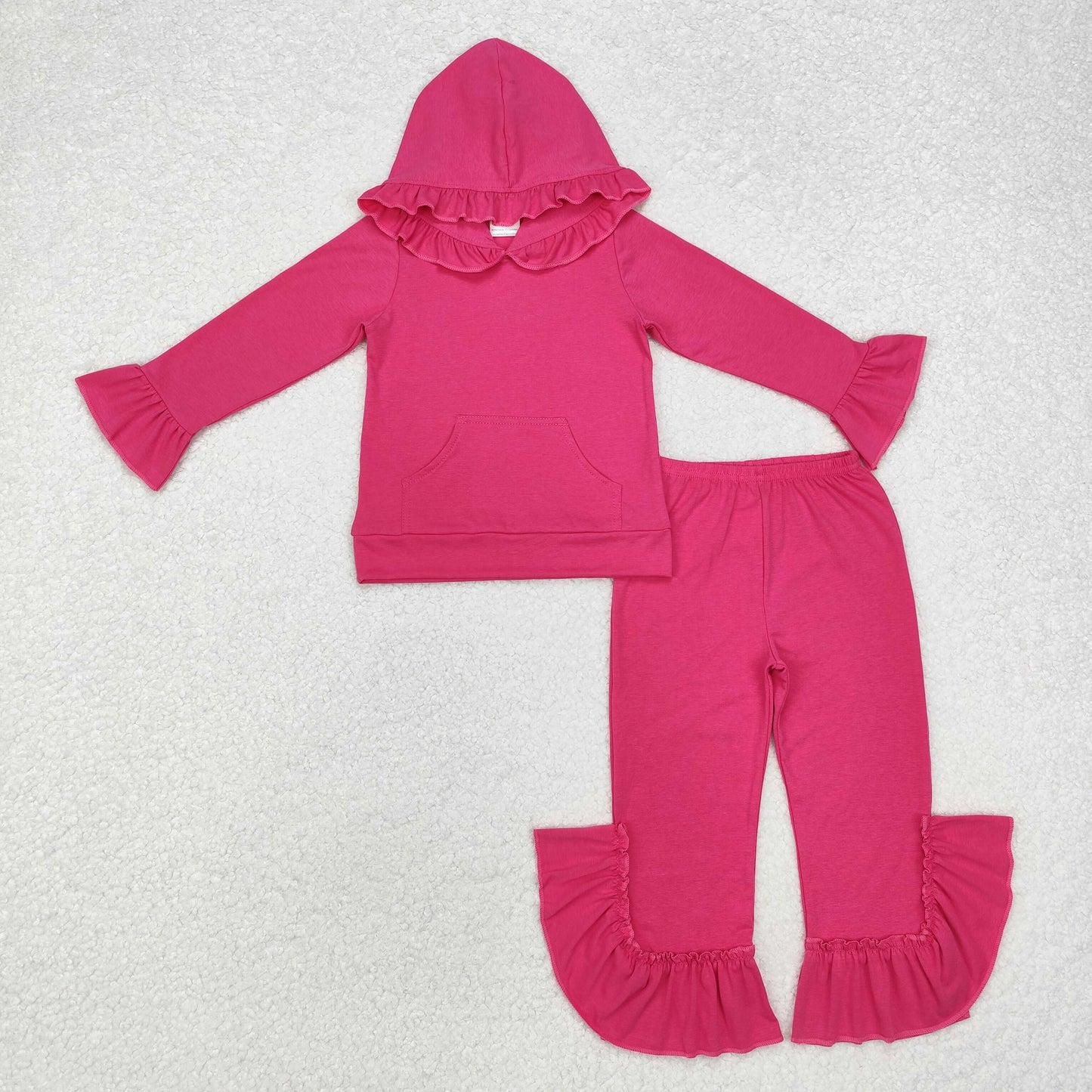 GLP2061 hot pink pocket long sleeve hooded pants girls set