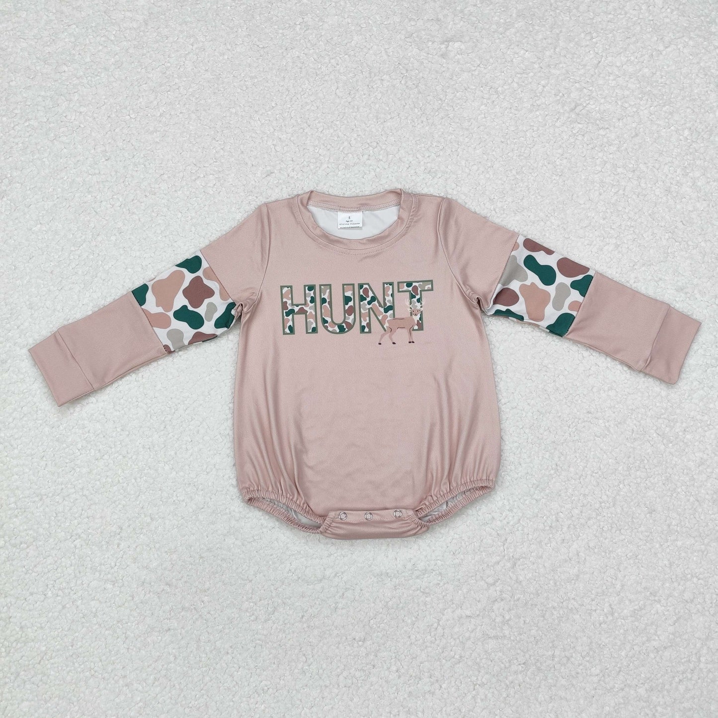 USA SHOP LR1863 HUNT deer camo khaki long sleve boys romper