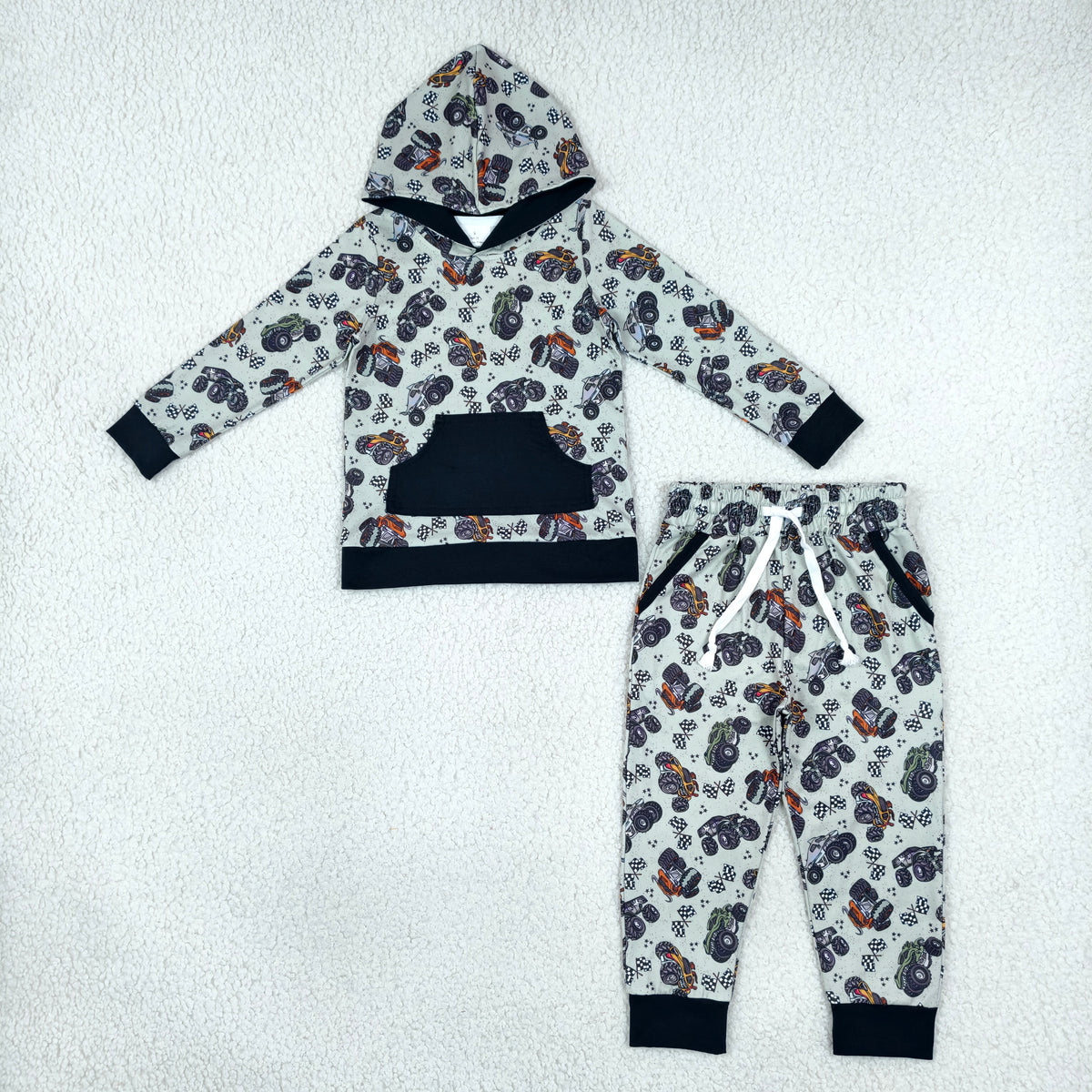 BLP1511 Hunting Car Pocket Hoodie Long Sleeve Pants Boys Set